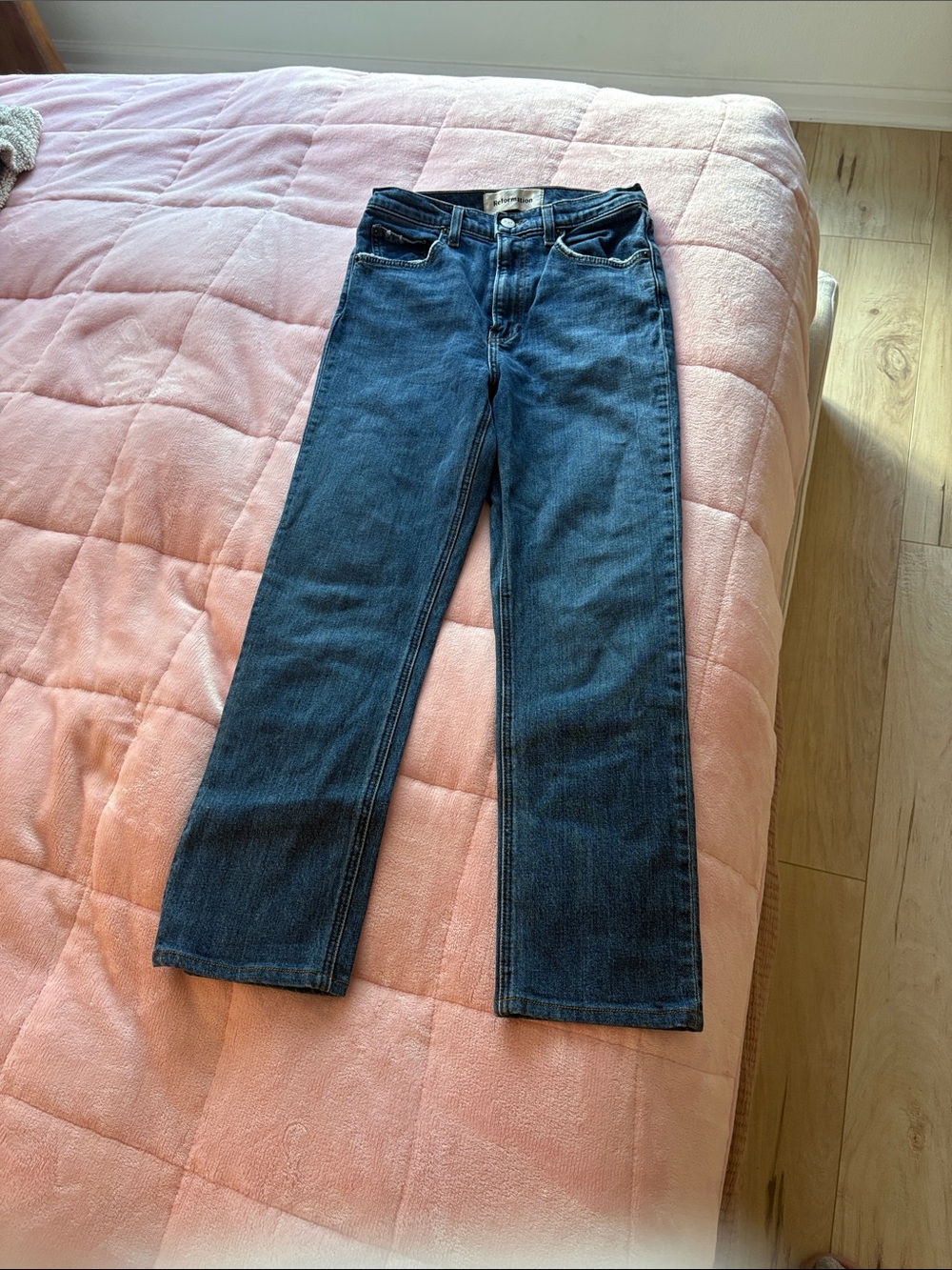 Reformation Dark Blue Straight Jeans